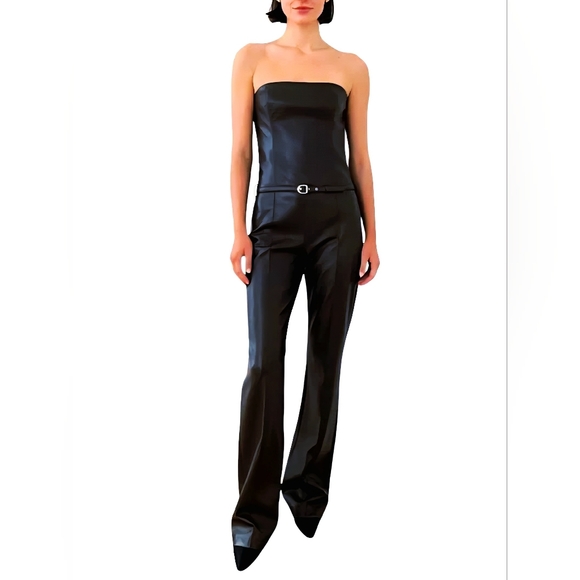Amanda Uprichard Pants - NEW Amanda Uprichard Black Uptown Amoret Faux Leather Jumpsuit | Sz XS